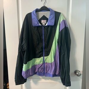 Vintage Colorblock Windbreaker Jacket - Black, Lavender & Mint Honeywell & TODD